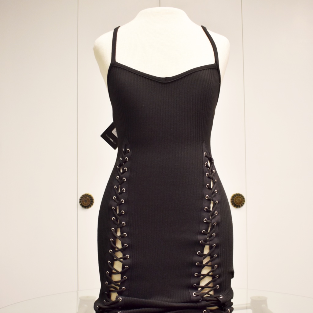 knitted collar dress Black Rib Knit Contrast Collar Mini Shift Dress